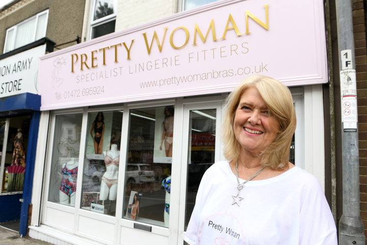 Julie Sutton, the owner of Pretty woman Bras, outside the shop in Cleethorpes