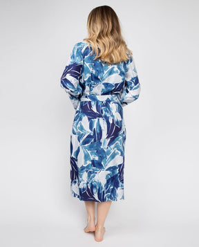 Cyberjammies Ellie Long Wrap Gown Blue Floral Print